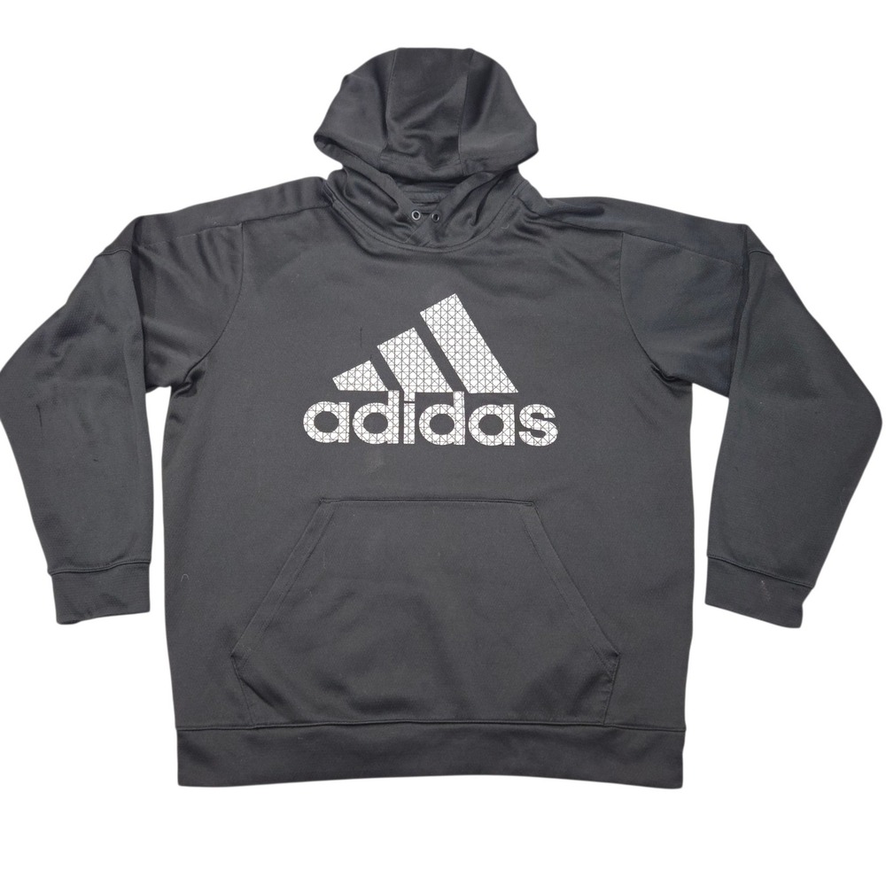 Adidas Modern Performance Logo Hoodie Sweatshirt Black Large Sz L
